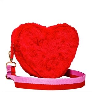 Red Heart-Shaped Plush Purse